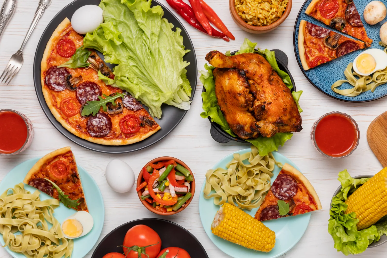 Variety of food and drinks available on SendAm Food